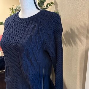 Navy Blue Cabi Sweater with side zippers (small)